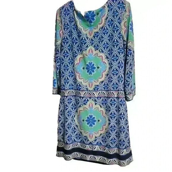 Laundry By Shelli Segal Womens Shift Dress Size Medium Aqua Mod Multicolor - Picture 3 of 13